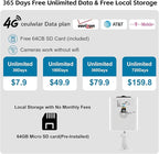 Kweiugfi 4G LTE Cellular Security Cameras Outdoor Wireless,365-Day Unlimited Data,No WiFi Security Camera Solar Powered,2K Color Night Vision,PIR Motion Sensor,2-Way Audio,Built in VSIM,64GB SD Card