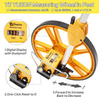 YS YUSON 12 Inch Rolling Measuring Wheel in Feet, Digital Measuring Wheel for Construction, Outdoor, Wheel Measurement Roller with Tape Measure and Canvas Carrying Bag, One Key to Reset, Up to 9999Ft