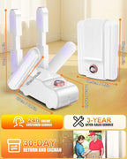 5.0 Upgraded Boot Shoe Dryer【500W German Super Motor】【Dual-Tech 118°F Constant Temp & 360° Circulating Hot Air】4 Adjustable Brackets, U-V Deep Cleaning