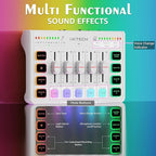 IXTECH Gaming Audio Mixer 4 Channel Soundboard, Streaming RGB PC Audio Interface with XLR Microphone Support, Audio Equalizer for Gaming Podcast Streaming Karaoke, Individual Volume Controls (White)