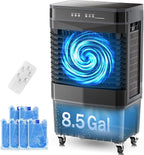 Auertech 8.5 Gal Swamp Cooler, 2800 CFM Portable Evaporative Air Cooler with 3 Speeds, Remote, 12H Timer, 120°Oscillation, Portable Air Coolers for Room, Garage, Bedroom