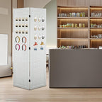 ECOMEX 6 Panel Room Divider, 5.6Ft Pegboard Display Wooden Room Divider Folding Privacy Screen Room Divider Freestanding Peg Board Display for Trade Show Craft Show Home Wall Organizer, Elegant White