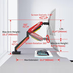 Heavy Duty Monitor Arm for Ultrawide Screen up to 49 inches,44 lbs,Gas Spring Desk Mount Stand, Premium Fully Adjustable Bracket with C Clamp, Grommet Base, VESA 75x75/100x100mm (Black)