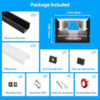Besseto 10 Pack LED Aluminum Channel for Wood Slat Wall Panel,Wall Panel LED Strip Light Aluminum Channel Profile for Living Room Bedroom Bathroom Stairs (Black-10Pack 6.6Ft)