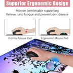 BFUKVOU Large Keyboard Mouse Pad Set, Extended Mouse Pad+Keyboard Wrist Rest Support, Memory Foam Ergonomic Easy Typing, 4Pcs (31.5×11.8 in) Desk Pad Set for Office Home,Black Cat Under Starry Night