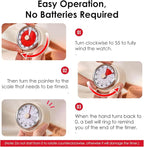 Visual Timer, Teeloray 60-Minute Countdown Timer, Kitchen Timer with Magnetic Base, Mechanical Clockwork, Ringer Alert, Time Management Tool for Children and Adults, Study/Work/Cooking (White)