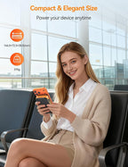 LENGSUM Portable Charger Power Bank Built-in Cables, 32000mAh 22.5W USB C Fast Charging, 5 Outputs 3 Inputs Travel Essentials Battery Pack Compatible with iPhone, iPad, Samsung, Google Pixel, Orange
