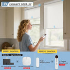 MANSNIX Motorized Blinds with Remote, No Drill No Tools Automatic Roller Shades, Blackout Electric Blind for Indoor Windows, Light-Filtering Smart Blinds, Rechargeable, Customized Size Color