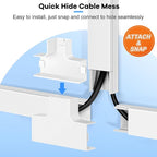 126in Cord Hider Kit, ZhiYo Cord Covers for Wall Mounted TV, Paintable Wire Cover for Cords, TV Cable Hider Wall Kit, Cable Cover Wire Management, White Cords Concealer, 8 x L15.7in W0.95in H0.55in