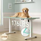 Veken 55 Inch Large Electric Standing Desk, 4 Memory Heights Adjustable,Sit to Stand Up, Work Home Office Computer Table for Study, Walking Pad, Writing, and Games, Wooden Desktop Desks, Green