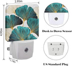 FSHVQKD Green Ginkgo Leaves Night Light,Plug Into Wall Decor for Stairway,Hallway,Kitchen,Dusk to Dawn Sensor Nightlights for Boys/Girls/Women/Men Room Gifts