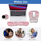 Ergonomic Mouse Pad Wrist Support and Keyboard Wrist Rest Set with Coasters, Non-Slip PU Base, Easy Typing & Pain Relief, Perfect for Home Office Working Studying, Bible Verses Proverbs 31:25