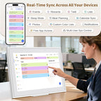 Canupdog 21.5 Inch Digital Calendar, Electronic Planner & Chore Chart with 1920x1080P IPS Touchscreen, Task Rewards System, Interactive Display for Family Schedules, Christmas Gifts for Women Mom