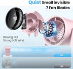 WSKEN Desk Fan with Battery Operated, Quiet Digital Display Portable Fan for Office, Bedroom, Kitchen, Home, Outdoor, 100 Speeds 115° Tilt Small Travel Camping Table Fan, Pink