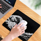 Black Wave of Kanagawa Square Mouse pad, Texture, Waterproof, Anti Slip Rubber Base, Computer Mouse pad, Laptop Mouse pad