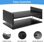 Marbrasse Monitor Stand Riser, 16.5 Inch 2 Tier Computer Printer Shelf Stand for Laptop Computer Screen Storage, Desktop Stand with Phone Holder and Cable Management Black