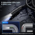 Endoscope with Light and 50ft Semi-Rigid Cable, Handheld Borescope 4.3'' HD 1080P, 8 Adjustable LED Lights, IP67 Waterproof Inspection Camera for Sewer, Gadgets for Men (Single Lens)