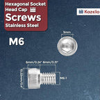 Kozelo 20pcs Socket Head Cap Screws - [M6-1 x 8mm] 304 Stainless Steel Allen Socket Drive for Electrical Motor 3D Printing Fan Engine Replacement Use, Silver
