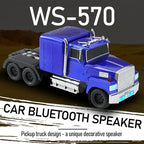 WSTER American Truck Bluetooth Speaker with HD Sound, TWS Pairing, LED Party Light, Operation Panel, Built-in Mic, Portable Car Model Speaker for Parties, Beach, Outdoor Activities (Blue)