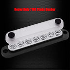 7 x M6 (1/4") Studs Power Distribution Block Bus Bar 12V, Ampper 5.9" HD 150A Marine BusBar Battery Distribution Block W/Cover for Car Boat Solar (Black)