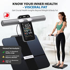 ABLEGRID 8-Electrode Body Composition Scale for Body Weight, Digital Bathroom Smart Body Fat Scale with Gradient Trends Display, 12.2" Platform Handle Weighing Machine, Visceral Fat, BMI, 400lb
