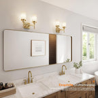 AONEON Vanity Lighting Fixtures with White Frosted Glass Shade, Double Wall Lamps for Bathroom Mirror Bedroom Living Room Washroom Porch, Gold T001GD-L2