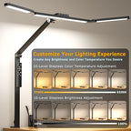 Airlonv LED Desk Lamp with Clamp, Architect Desk Lamp for Home Office with Remote, 24W Ultra-Bright Desk Light with Stepless Dimming and Stepless Color Temp, Memory Function for Study and Workbench