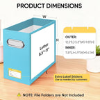 BALEINE File Organizer Box, Cardboard File Folder Organizer with Handle for Letter Size, Portable Collapsible Hanging Filing Box for Home Office Document Storage (2 Pack, Blue)