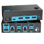 8K Dual Monitor KVM Switch Dual HDMI 2.1 2 Monitors 2 Computers 2 in 2 Out 4 Port USB 3.0 8K@60Hz/4K@120Hz KVM Switches， Wired Desktop Controller & 2 USB 3.0 Cables Included