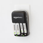 Amazon Basics Rechargeable Battery Charger for AA & AAA Nickel-Metal Hydride (NiMH) Batteries with USB Charging Port, Black