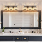 BBLLWJ Modern Bathroom Vanity Light 3-Light Black Crystal Light Fixtures Over Mirror for Bathroom Wall Sconce