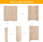 Bonnlo 4 Panel Pegboard Freestanding, 5 FT Portable Display Board Organizer for Craft Show Jewelry, Wooden Folding Privacy Screen Room Divider (Without Base, Natural)