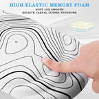 Mouse Pad Wrist Wrist Rest, Comfortable Memory Foam Wrist Rest, Non-Slip PU Base, Ergonomic Wrist Support and Arm Rests for Gaming, Office, Computer Use, Relieve Typing Pain (White Line)