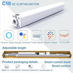 TIPIACE Hard-Wired Tuya Wifi Motorized Curtain Track to Remote Control Ceiling Mount Electric Retractable Curtain Rail Compatible with Alexa Google Home (L 94-177 inch OR 240cm - 450cm)