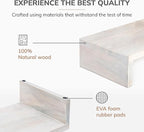 Anji Mountain Wooden Monitor Stand - Elegant Monitor Riser,Perfect Monitor Stand for Desk Organization, Durable Wood Construction monitor stands,Enhances Ergonomics and Workspace Efficiency,White Wash