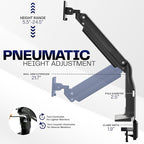 VIVO Aluminum Ultrawide Monitor Stand, Classic, Fits up to 49 inch Computer Screens, Single Articulating Pneumatic Arm, C-Clamp and Grommet Desk Mount, Max VESA 200x100, Black, STAND-V100H