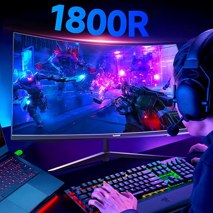 Gawfolk 32 inch Gaming Monitor 1800R Curved Computer Monitors 165HZ / 180HZ PC Monitors VA Screen for Home, Office and Dormitory, FHD 1080P Computer Monitor Support HDMI & DP