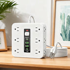 Multi-Outlet Electrical Strip - 16-AC Socket Extension, 50cm Desk Home Dorm Wall with, Safety Surge Protector with Cord, Smart Outlet Strip for TV Phone Refrigerator Kitchen Living Room