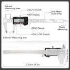 Simhevn Electronic Digital Caliper Measuring Tool, Stainless Steel Vernier Caliper Digital, Easy Switch from Inch Metric, LCD Screen,0-6inch/150mm Caliper Measuring Tool for DIY/3D Printing