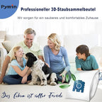 Pymin 8 Pack GN Vacuum Dust Bags Compatiable with Miele Hoover Bags,3D Efficiency GN Vacuum Bags for Classic C1,Complete C2 C3, S227 S240, S270, S400, S600, S800,S2, S5, S8 Series(8 Bags+3 Filters)