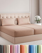Split King Size 5 Piece Sheet Set - Comfy Breathable & Cooling Bed Sheets Set - Hotel Luxury Bedding for Women, Men, Kids, Teens, Boys & Girls - Deep Pockets, Soft and Wrinkle Free - Oeko-Tex - Mauve
