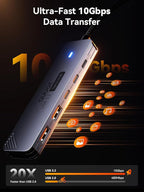 USB C Hub 10Gbps, QUUGE 5-in-1 USB Splitter with 2 USB-A & 2 USB-C 3.2 and PD 100W, Fast Transfer Aluminum Type-C Multiport Adapter with 100cm Nylon Cable for MacBook Air/Pro, iPad, Surface Pro, XPS