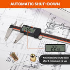 HARDELL Digital Caliper, 0-8 Inch Caliper Measuring Tool with Large LCD Screen, Auto-Off, Inch/Fractions/MM Conversion, Electronic Stainless Steel Micrometer for DIY/Household/3D Printing