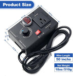 HARMNEE AC Motor Speed Controller 110-120V / 10A Rated / 15A Max, Fan Speed Control AC Electronic Voltage Regulator with Black-Coated Matt Metal Shell & Voltage LED Display Screen