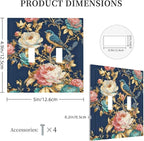 Bvtewkhz Floral Birds Morris 2 Gang Double Toggle Decorative Outlet Covers Light Switch Plate Electrical Receptacle Switchplate For Bathroom Kitchen Bedroom