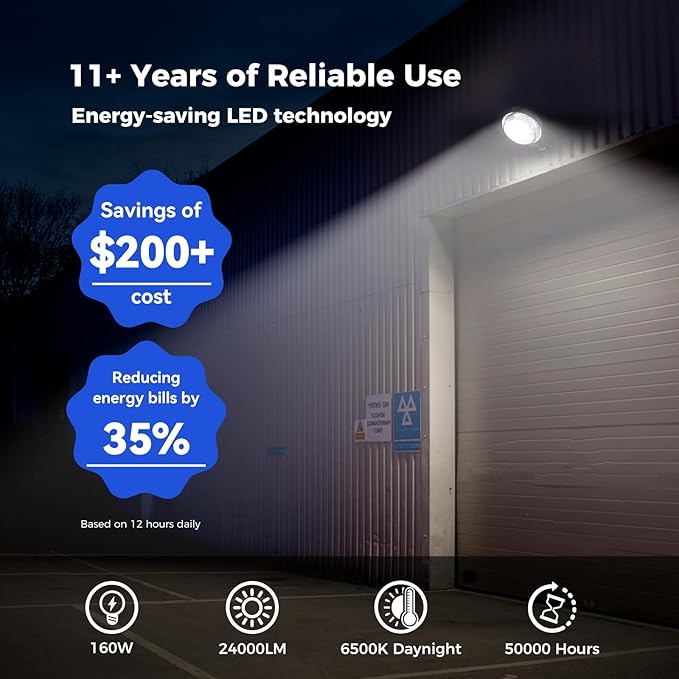 AIKVSXER LED Barn Lights 160W 24000LM Yard Area Light Dusk to Dawn Outdoor Lighting 6500K Security Flood Light IP66 Waterproof for Garden Garages Street Warehouse Farmhouse 12 Pack