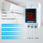 GUETNEU Digital Display Energy Meter Energy Tester Electricity Usage Monitor AC Rail-Mounted Meter GT2P-UID, AC 80~270V, 0~100A, 50/60Hz. Used to Measure AC Voltage, Current and Energy Consumption