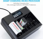 Tenergy 4 Pack Centura Lite D Size Batteries and TN486U 5-Bay Universal Battery Charger with LCD, Micro USB/Type C Input