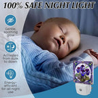 PODMemory Violet Stained Glass Night Lights Plug into Wall for Room, Violet Night Light LED for Bedroom
