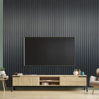 Art3dwallpanels Slat Wall Paneling, 104'' x 6.7'' Glossy Metal Finish WPC Soundproof 3D Wall Panels for Interior Wall Decor, 8 Pack Fluted Textured Panel Wall Slats, Metallic Silver Dark Gray